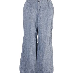 Lands' End Women's 100% Linen Blue Wide-Leg Pants